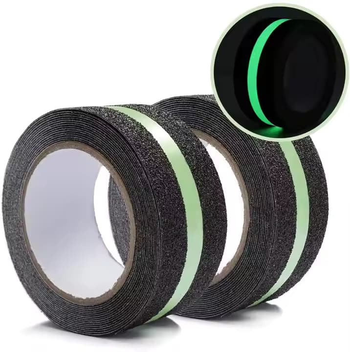 Luminous High Waterproof Anti Slip Tape Black With Glow in the Dark Stripe, Anti Slip Tape Photoluminescent