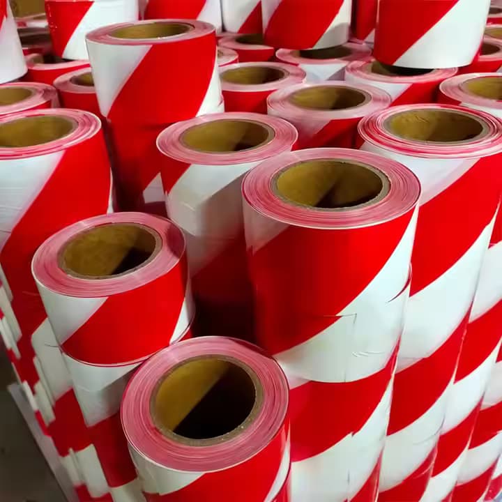 Wholesale Red White Pe Warning Tape 75mm*500m Red/White Non-Adhesive Barrier Tape for European Market