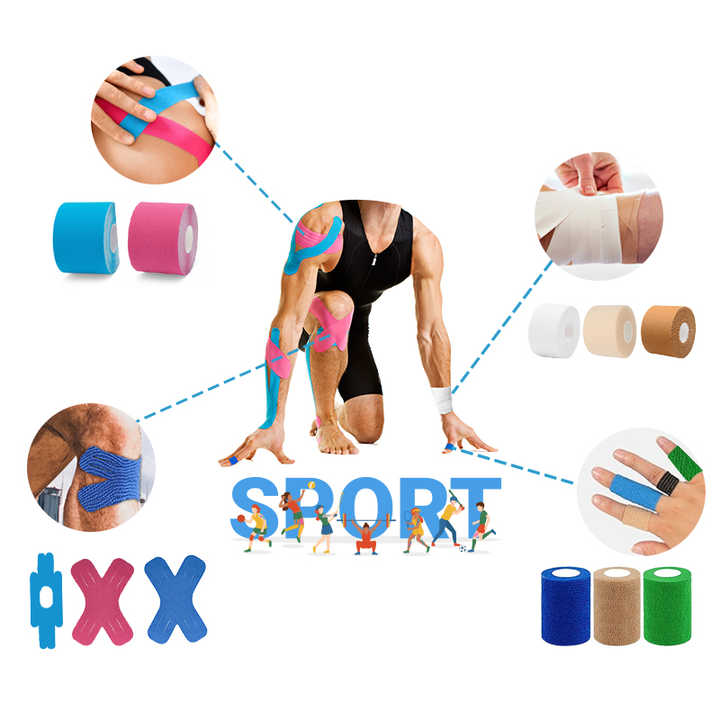 Custom Branding Kinesiology, Sports & Elastic Bandage Tape Cotton Elastic Athletic Tape Latex Free for Joints Support