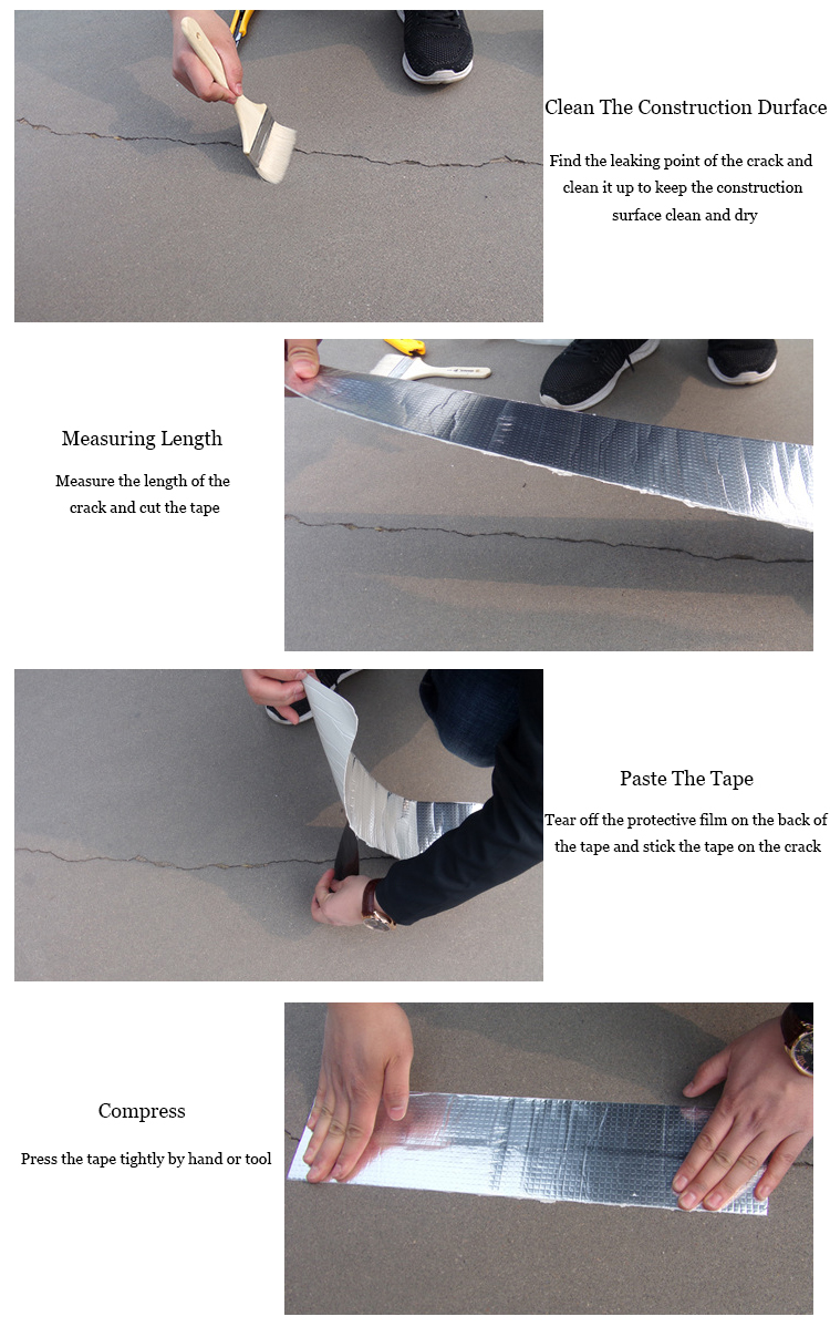 Super Waterproof Aluminum Foil Butyl Tape, Aluminum Butyl Tape With Butyl Rubber Adhesive for Window and Metal Roof Flashing