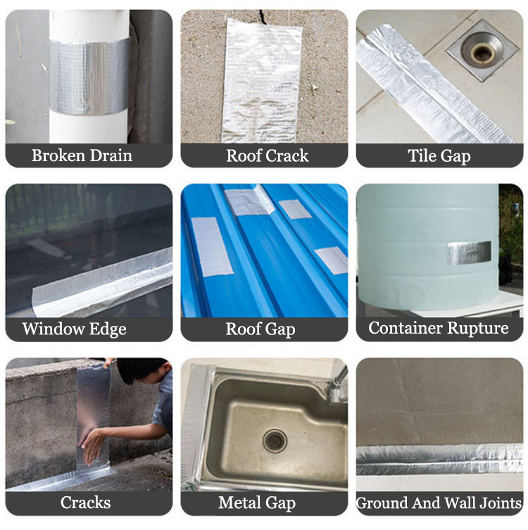 Super Waterproof Aluminum Foil Butyl Tape, Aluminum Butyl Tape With Butyl Rubber Adhesive for Window and Metal Roof Flashing