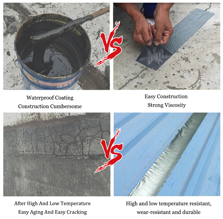 Super Waterproof Aluminum Foil Butyl Tape, Aluminum Butyl Tape With Butyl Rubber Adhesive for Window and Metal Roof Flashing