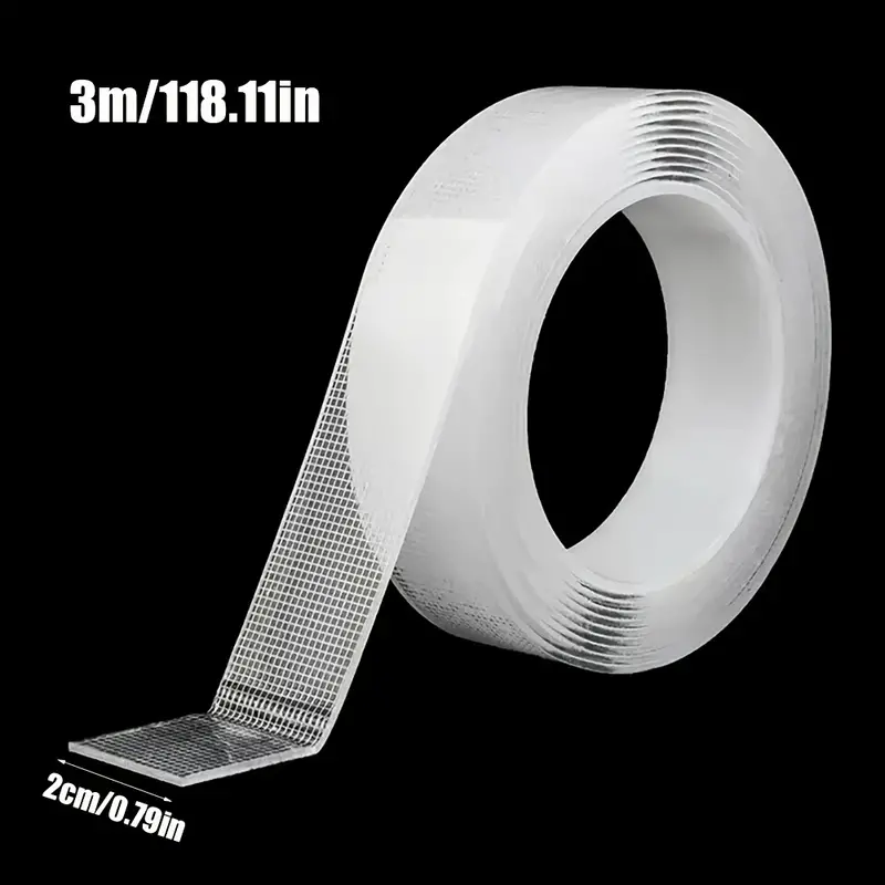 Free Sample 9.84 FT/16.4FT Sided Transparent Reusable Mesh Nano Tape Mounting Objects on Walls