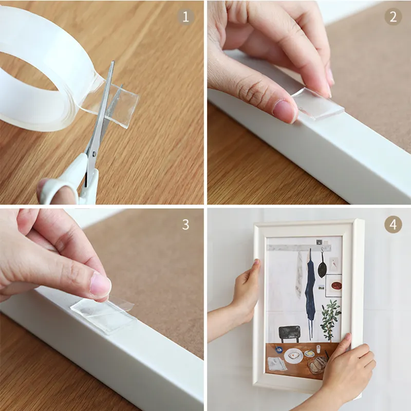 Double Sided Transparent Reusable Cheap Good Price 1mm/2mm Washable Clear Mounting Tape Cut