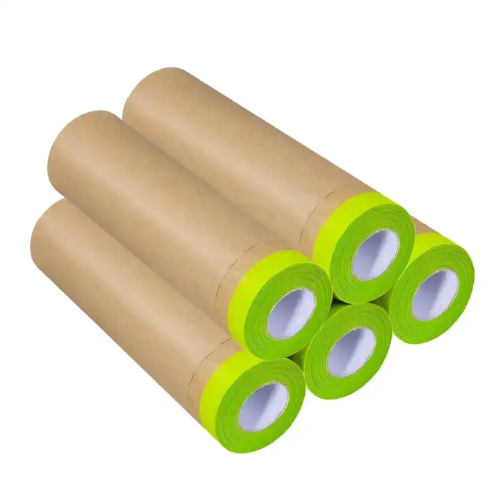 Residue Free Kraft Paper Pre Taped Overspray Masking Film for Automotive Paint Treatm