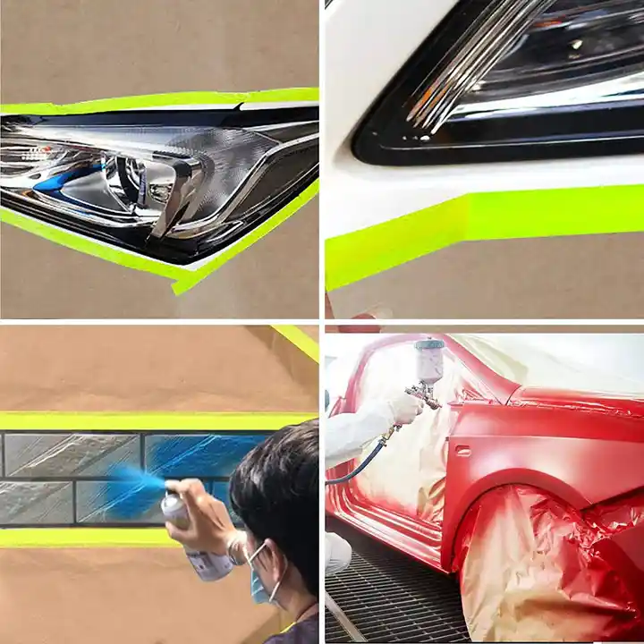 Disposable Spray High Temperature Kraft Tape Pre Taped Kraft Masking Film for Car Painting