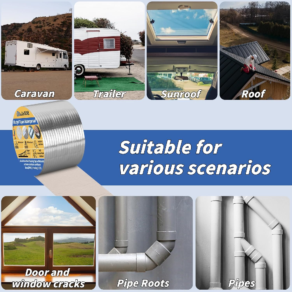 Roofing Repair Sealant Butyl Waterproof Sealing Tape Adhesive Paper&film Aluminum Foil Tape for RV Repair Window Silicone
