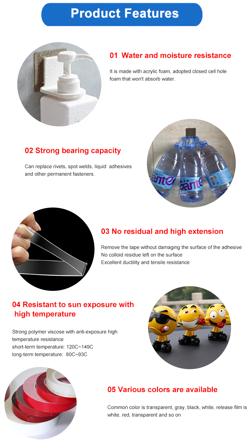 High-Temperature Acrylic Double Sided Self-Adhesive Tape Transparent Sticky Dots Pads Die Cut Square Clear Circle Two Sizes