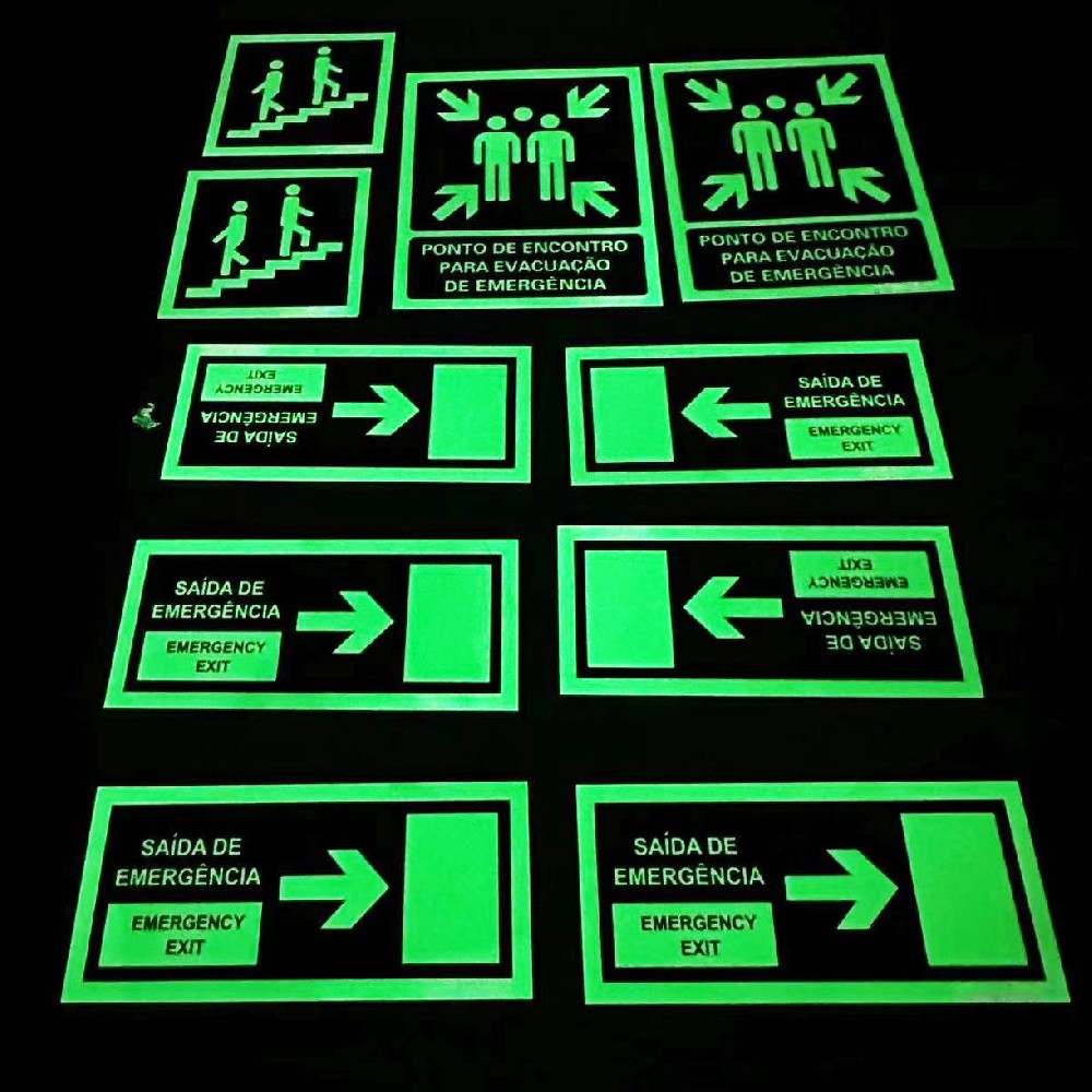 Customized Bilingual Luminous Fire Emergency Exit Safety Sign Glow in the Dark