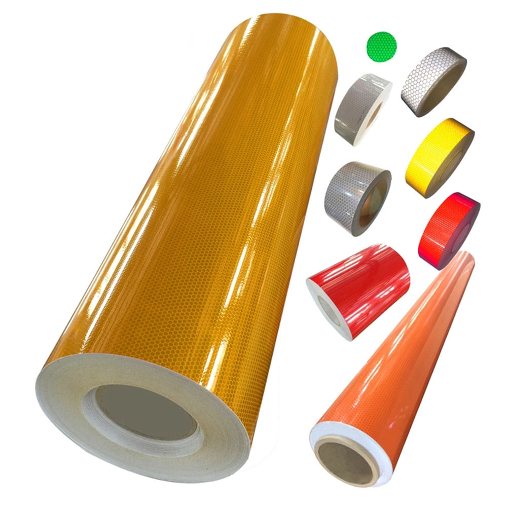 48-Inch Self-Adhesive HIP Grade Reflective Sheet Film Yellow Reflective Vinyl for Road Sign Traffic Safety Reflective Material