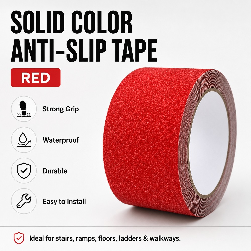 Red Anti-Slip Tape – Waterproof Heavy Duty Grip Tape for Stairs, Ramps, Floors & Ladders