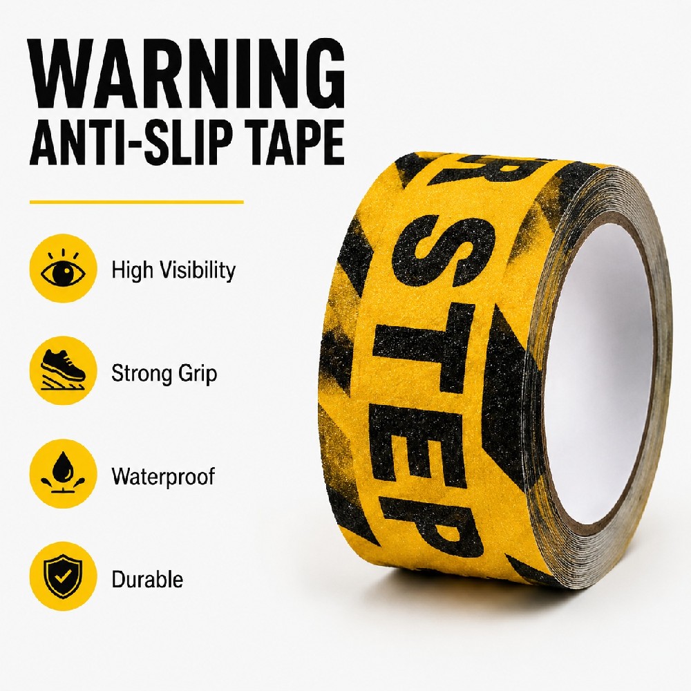 Warning Anti-Slip Tape – High Visibility Safety Grip Tape for Steps, Stairs, Ramps & Hazard Areas