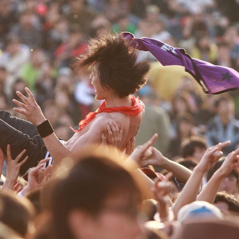 Man Having fun at Burning Man Festival Gathering